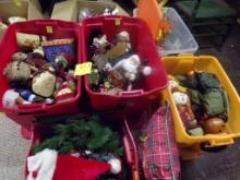 (5) Totes and (1) Box of Fall/Thanksgiving and Xmas Decor - Artificial Flow