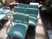 (5) Teal Color Cushioned Waiting Room Arm Chairs