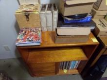 Mid-Century Record Cabinet With LP's, 45's, and 78's, 26'' X 16'' X 30'' (S