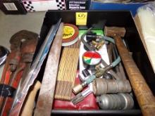 Box with Grasshammer, Wrench, Folding Rule, A/C Charge Kit, Battery Termina