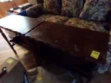 (2) Vintage End Tables with Nice Mahogony Booked Veneer, 12'' x 24'' x 22''