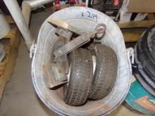 Mop Pail w/(2) Hard Rubber Cart Wheels & (2) Chimney Liiner Install Tools (