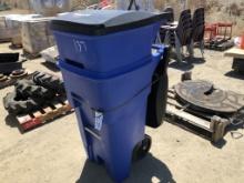 (2) Rolling Brute Rubbermaid Plastic Trash Cans,