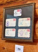 Framed "First Flight Helicopter Airmail" Postcards