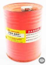 Vintage 8lb. Red Dot Shotgun Powder Can from Hercules Powder Company - Pink - Empty