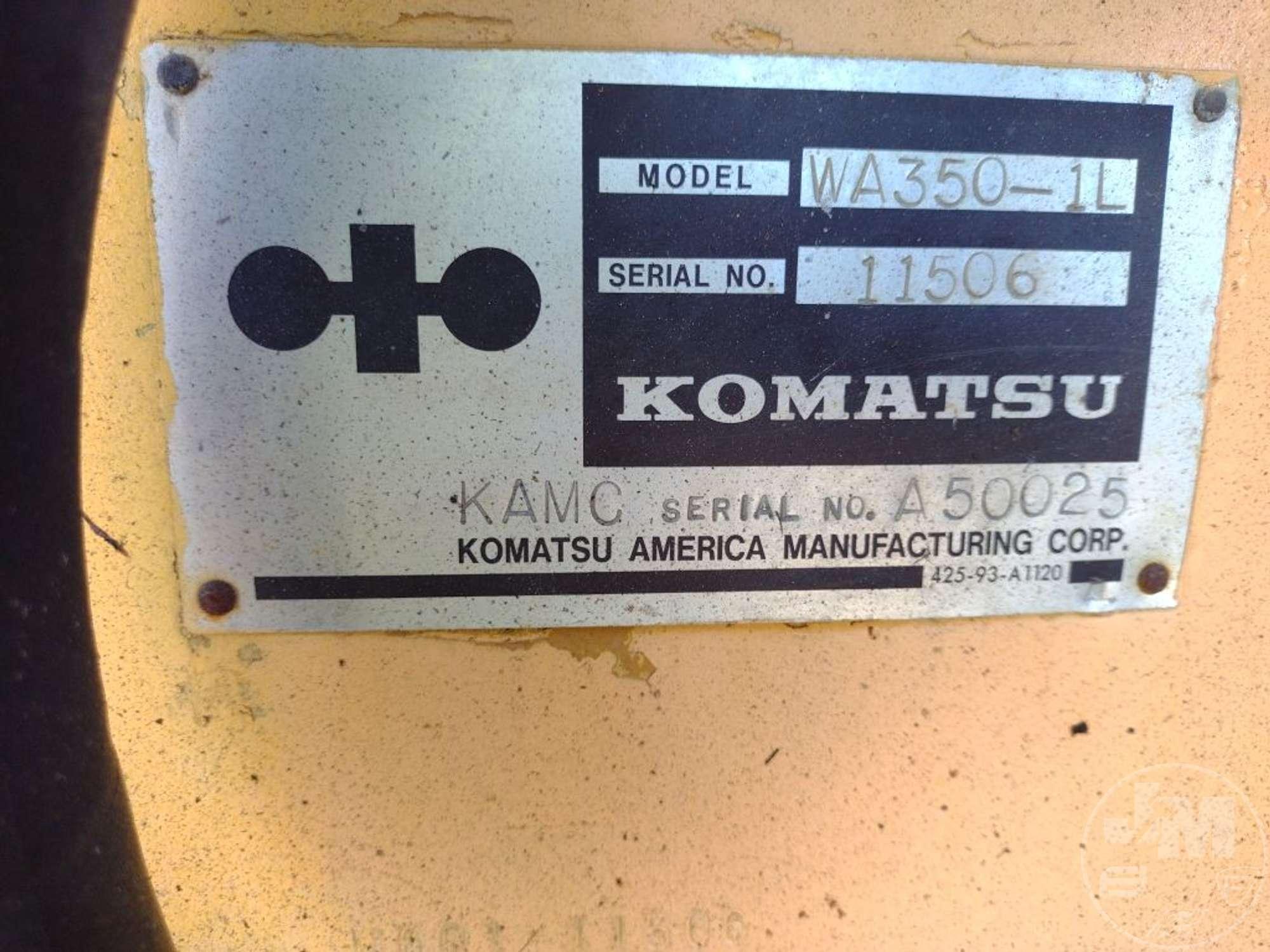 1989 KOMATSU WA350-1L WHEEL LOADER SN: 11506