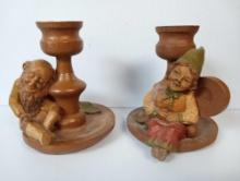 WINK TOO" & "MRS WINK" -- TOM CLARK GNOME CANDLE HOLDERS