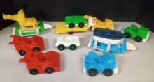 Vintage Fisher Price Little People Copter Rig Hauler, Race Cars, Boat and Trailer, etc
