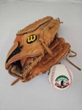 Wilson Leather Glove and Ironmen Gehrig Ripken Baseball