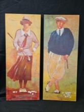Bart Forbes "The Golfer" And "Lady Golfer" Stretched Prints