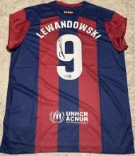 Robert Lewandowski FC Barcelona Autographed Nike 23-24 Home Jersey GA coa