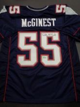 Willie McGinest New England Patriots Autographed & Inscribed Custom Football Jersey JSA W coa
