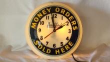 Original Money Orders Lighted Clock
