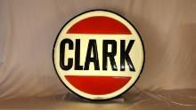Original Clark Gas Dealer Embossed Lighted Dealer Sign
