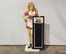Custom 1950's Style Waitress Statue with Chalkboard