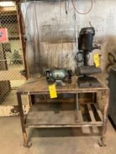 BENCH GRINDER, DRILL PRESS WITH CART