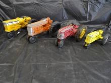 (4) Small Scale Hubley & MM G1000 Toy Tractors