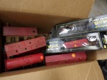 Large Box Of Train Cars, Buildings & Misc.