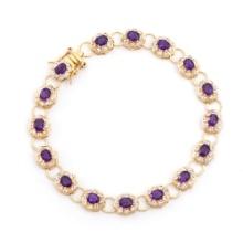 Plated 18KT Yellow Gold 5.45ctw Amethyst and Diamond Bracelet