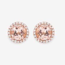 14KT Rose Gold 0.93ctw Morganite and White Diamond Earrings