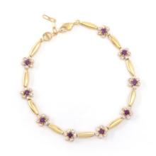 Plated 18KT Yellow Gold 0.82ctw Amethyst and Diamond Bracelet