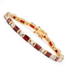 Plated 18KT Yellow Gold 10.00ctw Garnet and Diamond Bracelet