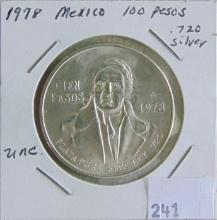 1978 Mexico 100 Pesos Silver UNC .720
