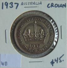 1937 Australia Crown George VI .925 Silver.