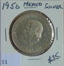 1956 Mexico 10 Pesos .900 Silver 28.8 grams.