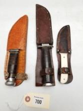 (3) Vintage Kinfolks Fixed Blade Knives