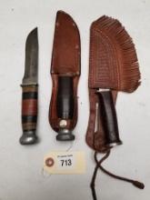 (3) Vintage KABAR Olean NY Fixed Blade Knives