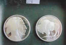 2 Golden State Mint 1 Troy Oz. Silver Rounds.