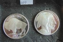 2 Golden State Mint 1 Troy Oz. Silver Rounds.