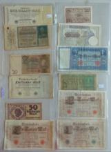 11 Older German Notes. 1 Yugoslavian Note