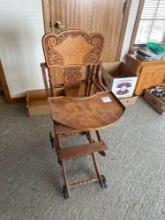 Antique Wooden Victorian high chair, ornate.... Nice!!!