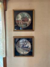 Plates painted of various scenes.