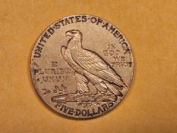 GOLD! 1908 Gold Five Dollar Indian in About Uncirculated