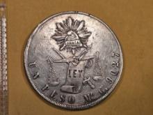 1870 Mexico silver peso in Extra Fine plus