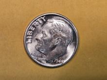 1949-D silver Roosevelt Dime in Very Choice Brilliant Uncirculated