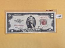 Crisp Uncirculated 1953-B Two Dollar Red Seal US Note