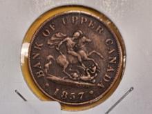 1857 Upper Canada half-penny token