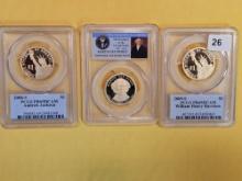 THREE GEM! PCGS Proof 69 Deep Cameo Presidential Dollars