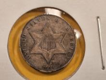 1861 Three Cent Silver Trime in Very Fine plus