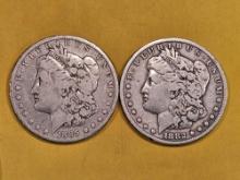 1885-O and 1882-S Morgan Dollars