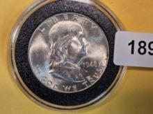 Very Choice Brilliant uncirculated 1948-D Franklin half Dollar FBL