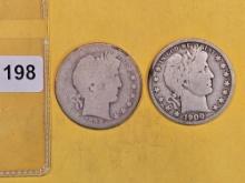 Two little better Barber half Dollars