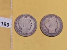 Two little better Barber half Dollars