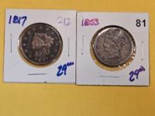 1817 and 1853 Large Cents