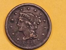 1851 Braided hair Large Cent