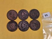 Six more mixed Large Cents
